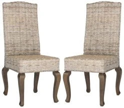 Milos 18''H Wicker Dining Chair In White Wash - Safavieh SEA8018B-SET2