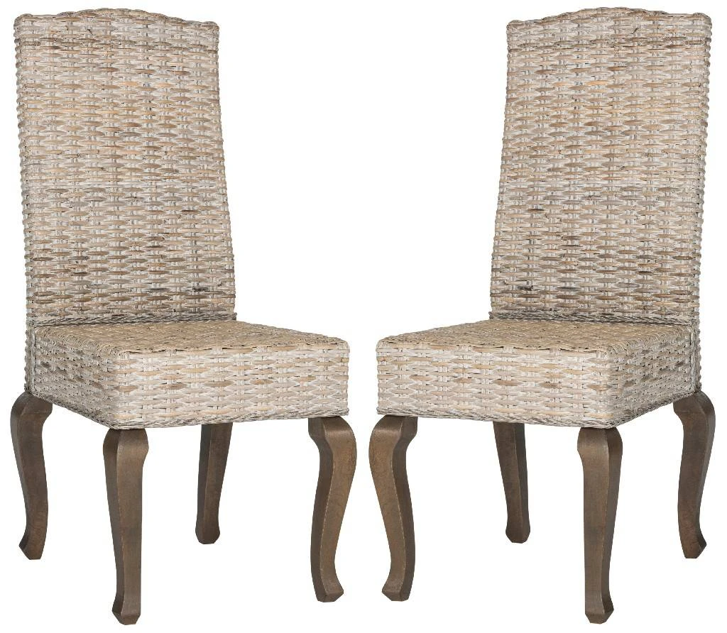 Milos 18''H Wicker Dining Chair In White Wash - Safavieh SEA8018B-SET2 3 Milos 18''H Wicker Dining Chair In White Wash - Safavieh SEA8018B-SET2