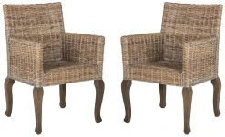 Armando 18''H Wicker Dining Chair In Natural - Safavieh SEA8019A-SET2