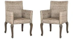 Armando 18''H Wicker Dining Chair In White Wash - Safavieh SEA8019B-SET2