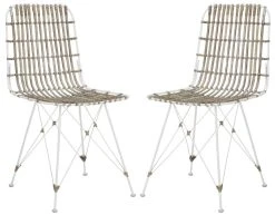 Minerva Wicker Dining Chair In White Wash - Safavieh WIK6510C-SET2