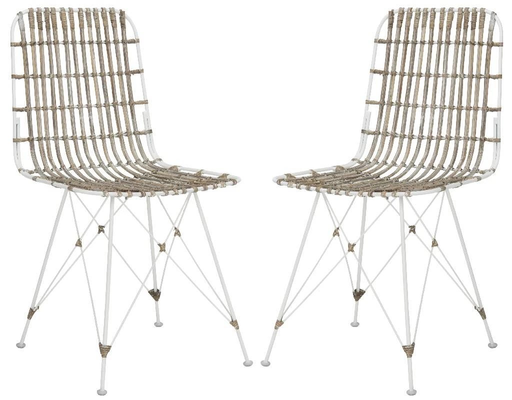 Minerva Wicker Dining Chair In White Wash - Safavieh WIK6510C-SET2 3 Minerva Wicker Dining Chair In White Wash - Safavieh WIK6510C-SET2