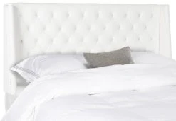 LONDON WHITE TUFTED WINGED HEADBOARD FLAT NAIL HEADS (QUEEN) - Safavieh MCR4048F-Q