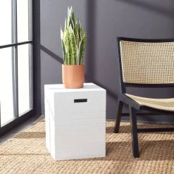 DEIDARA CONCRETE ACCENT STOOL - Safavieh VNN1031B -Safavieh Homeware vnn1031b room